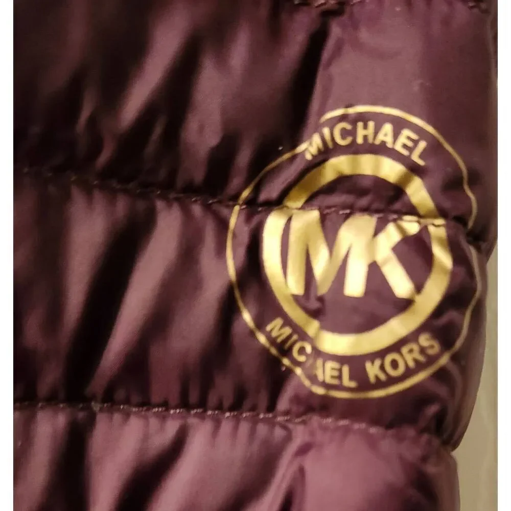 Michael Kors Down Packable Lightweight Puffer Full Length Jacket Maroon Women’s